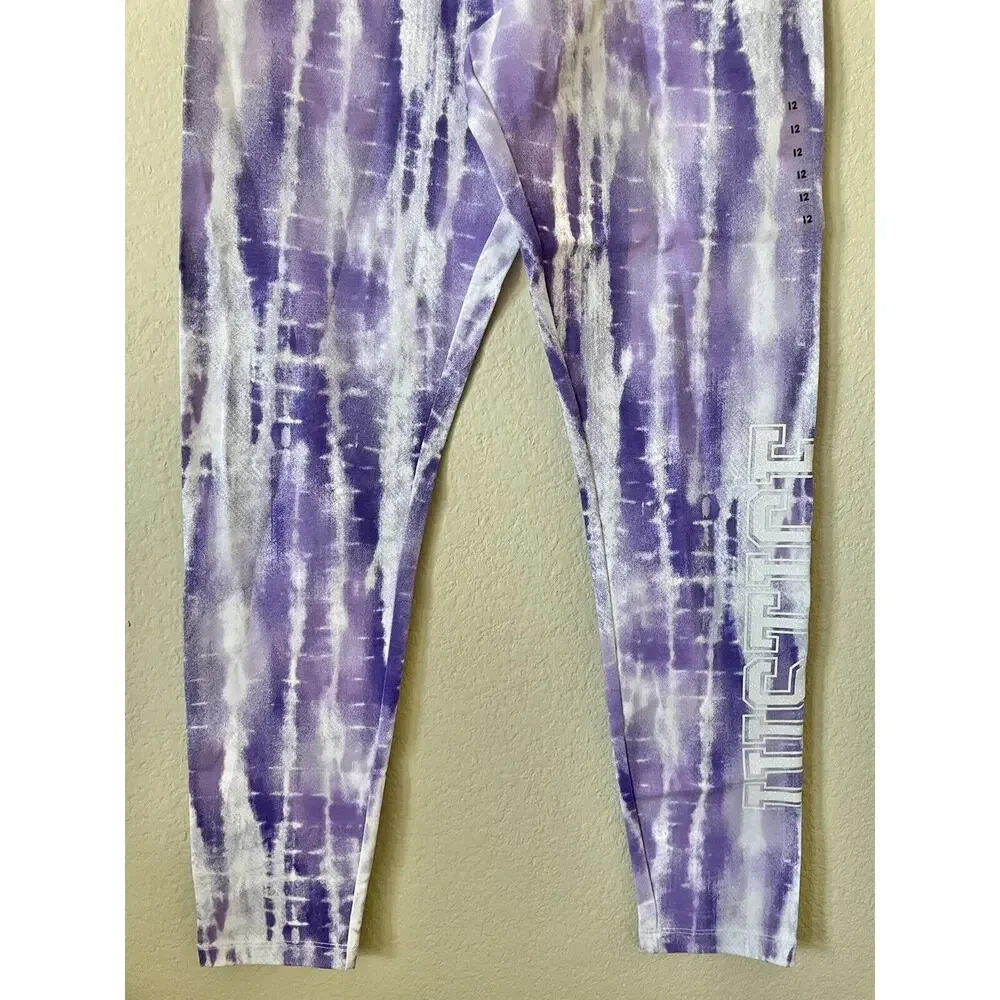 Lot Of 2 Justice Tie Dye Sparkle Logo High Waist Full Length Leggings Size 12